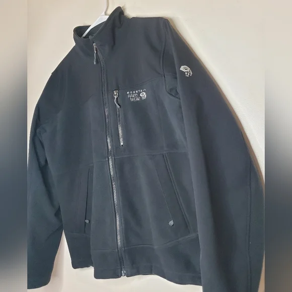 Mens Mountain Hardwear Soft Shell Fleece Jacket size Medium Black - Picture 2 of 16